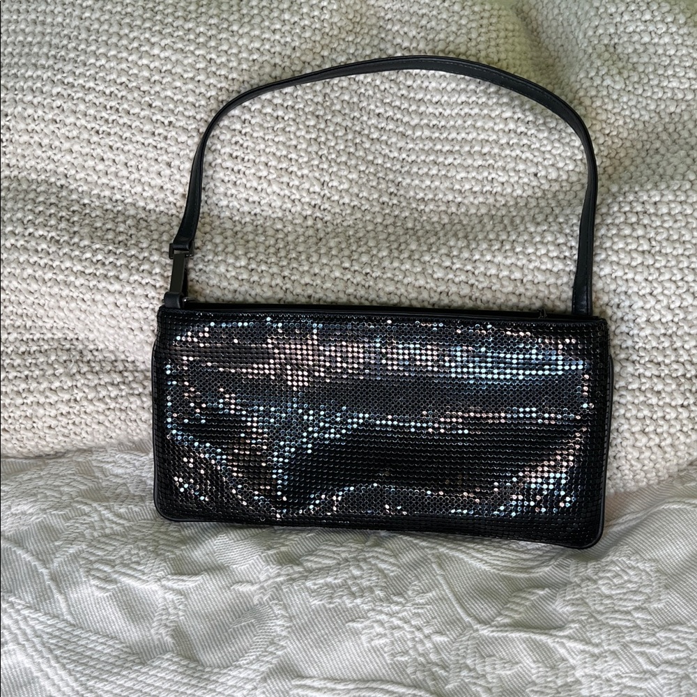 Whiting and Davis black crystal mesh bag